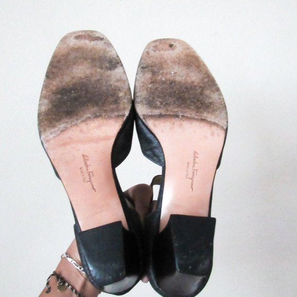 SALVATORE FERRAGAMO Designer Maryjane Heels Block Heel Made in Italy Gray Size 7 - Picture 13 of 15